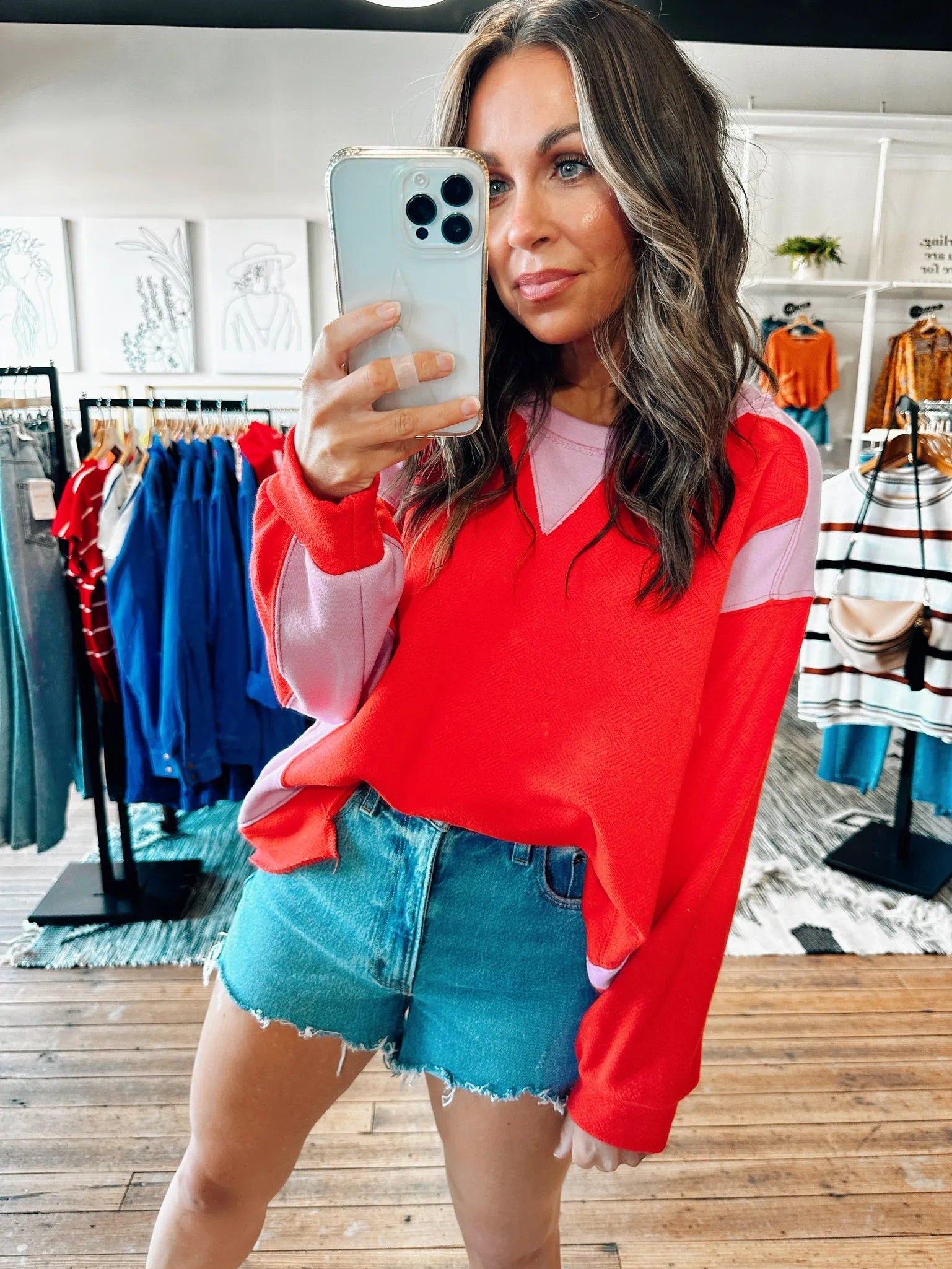 Lavender/Red Contrast Sweatshirt