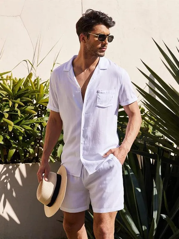 Linen Men Shorts Outfit Set