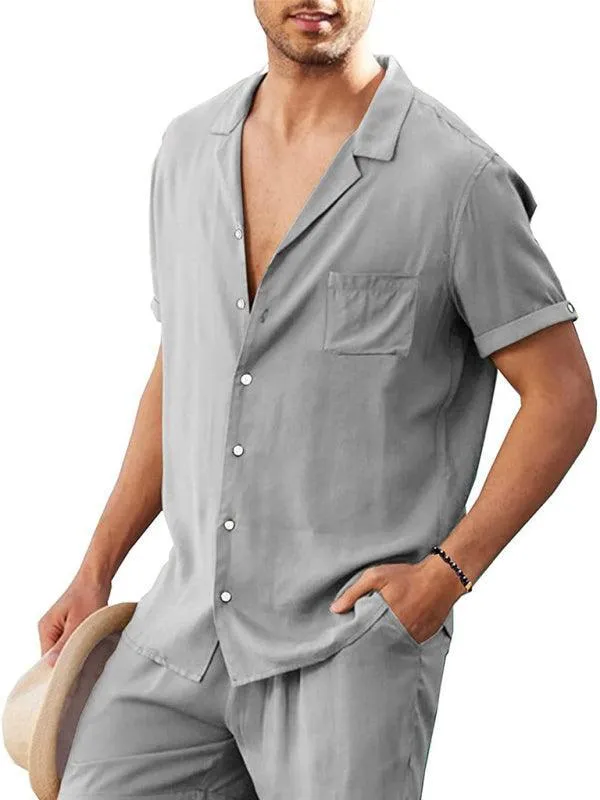 Linen Men Shorts Outfit Set