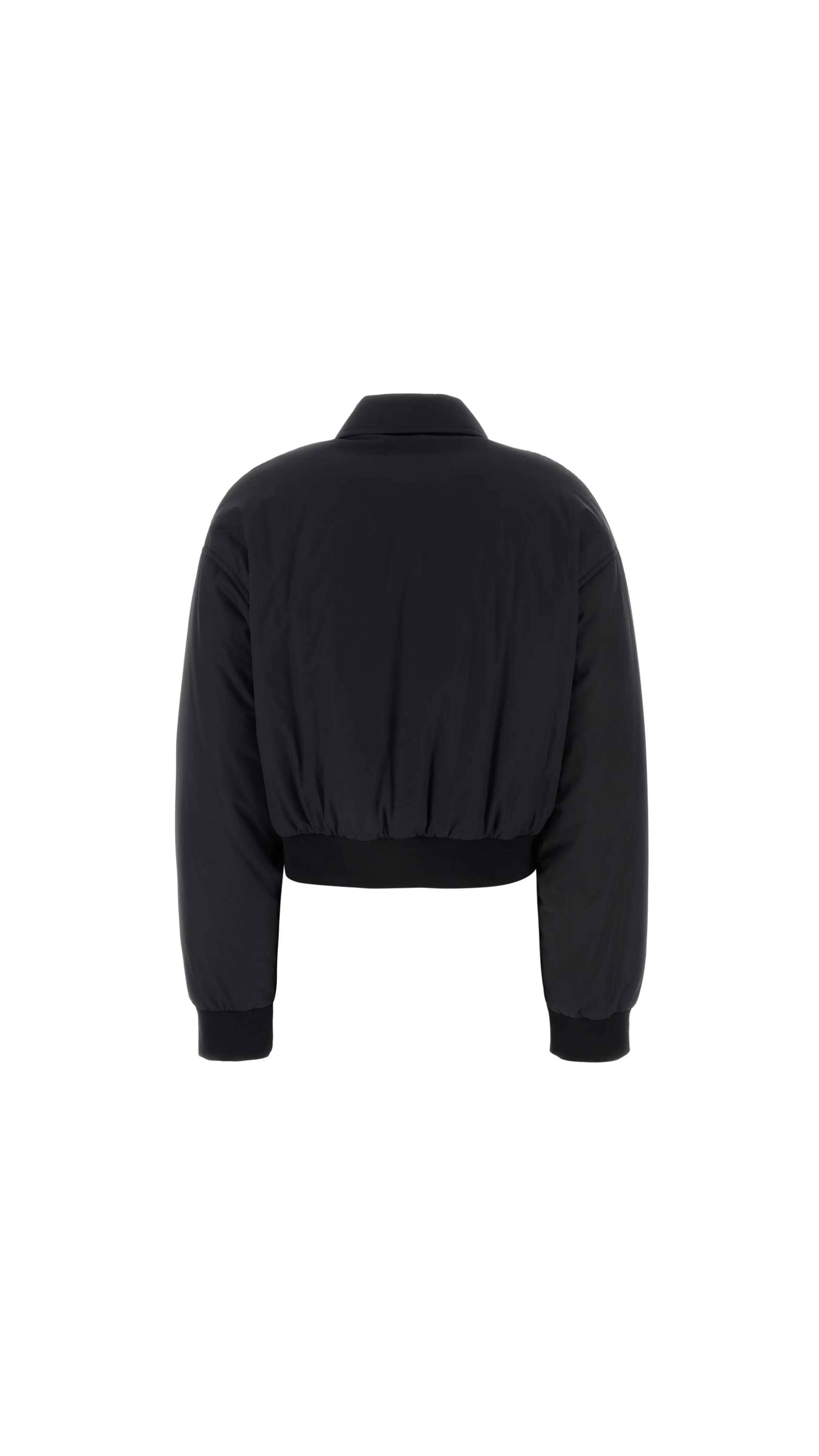 Logo Embroidered Cotton Bomber Jacket - Black