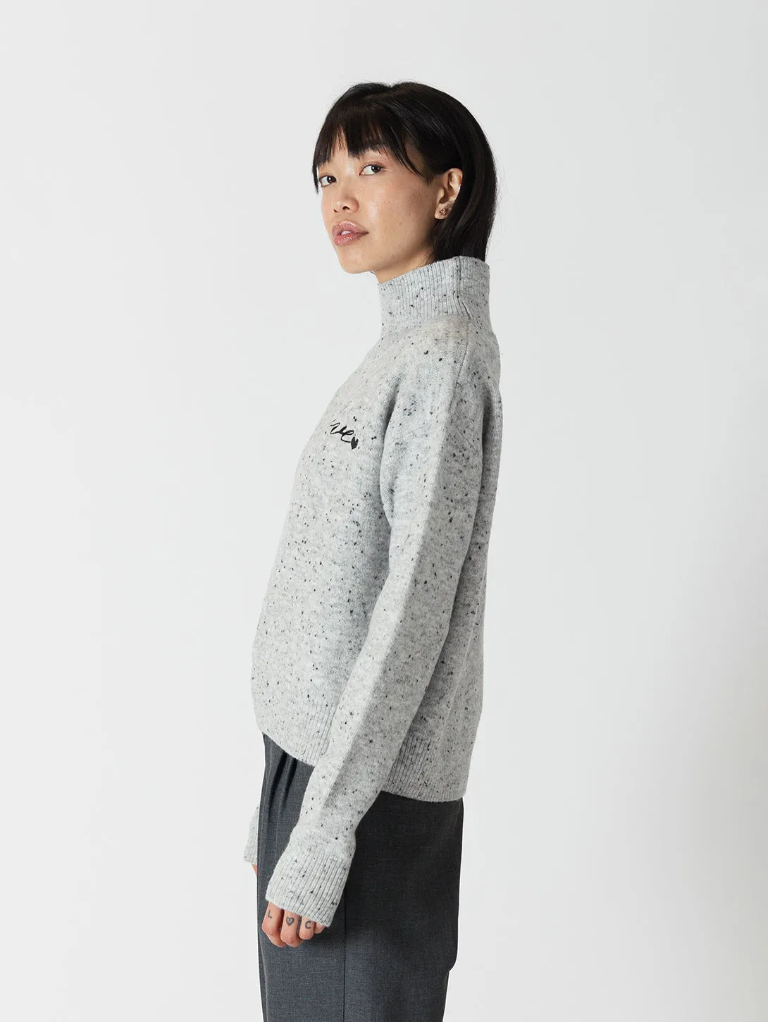 Macy Mockneck - Light Grey Fleck