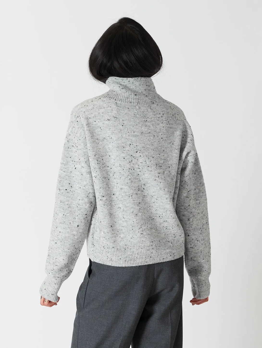 Macy Mockneck - Light Grey Fleck