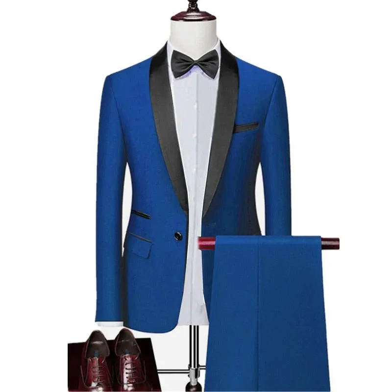 Men Skinny 3 Pieces Set Formal Slim Fit Tuxedo Suit