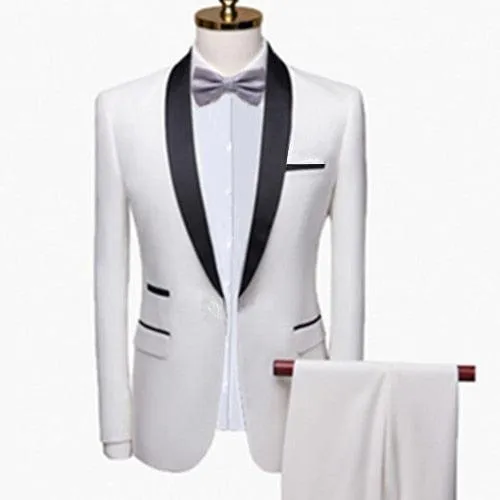 Men Skinny 3 Pieces Set Formal Slim Fit Tuxedo Suit