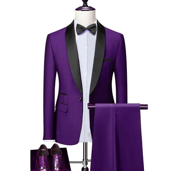 Men Skinny 3 Pieces Set Formal Slim Fit Tuxedo Suit