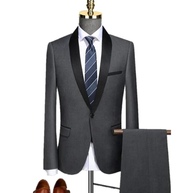 Men Skinny 3 Pieces Set Formal Slim Fit Tuxedo Suit