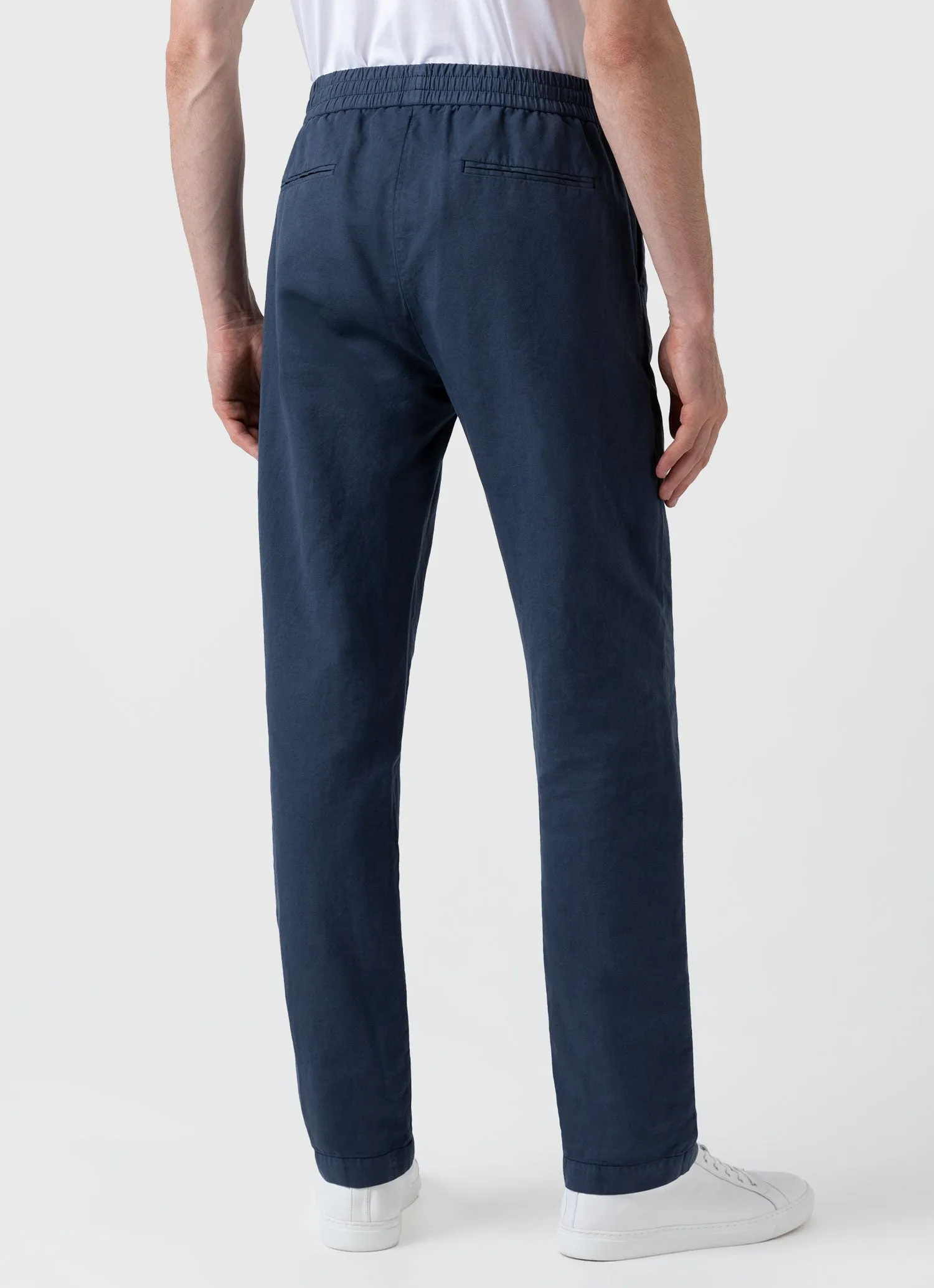 Men's Cotton Linen Drawstring  Trouser in Shale Blue