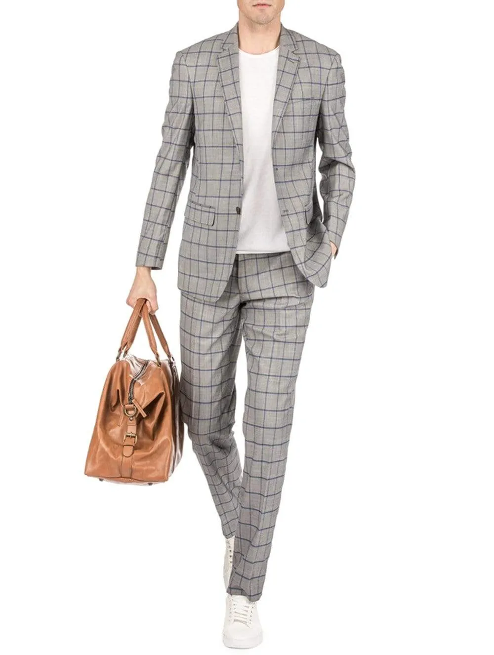 Men's Window Pane Slim Fit Suits