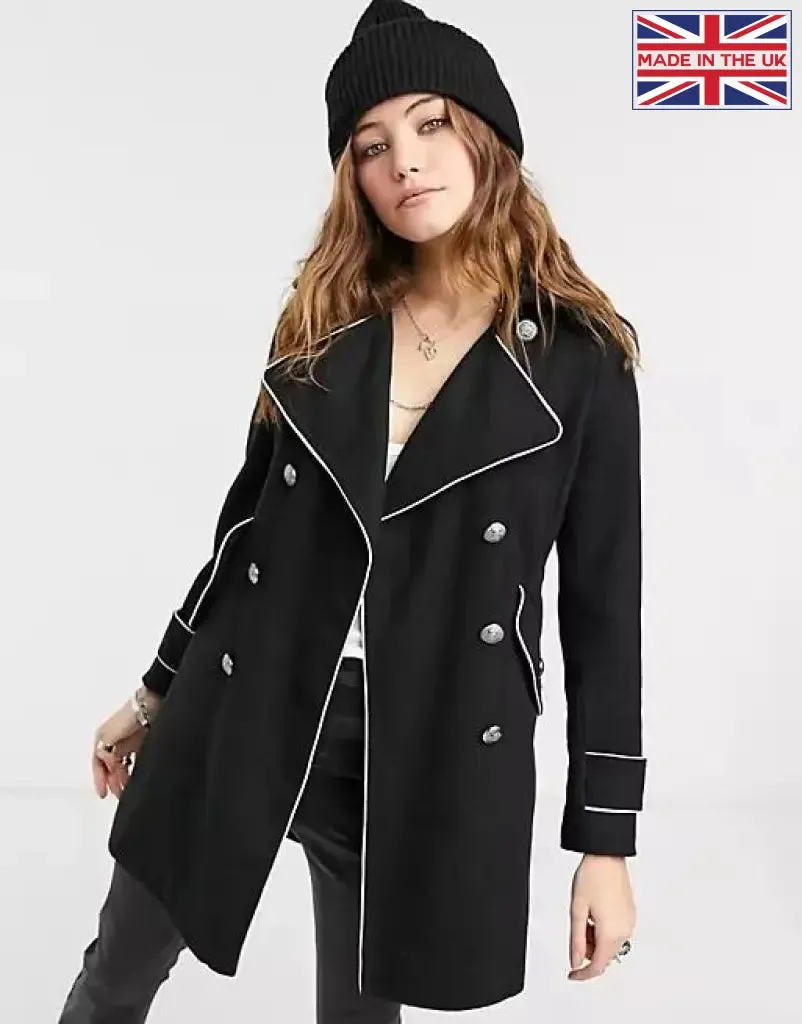 Military Coat with Contrast Buttons (C10215)