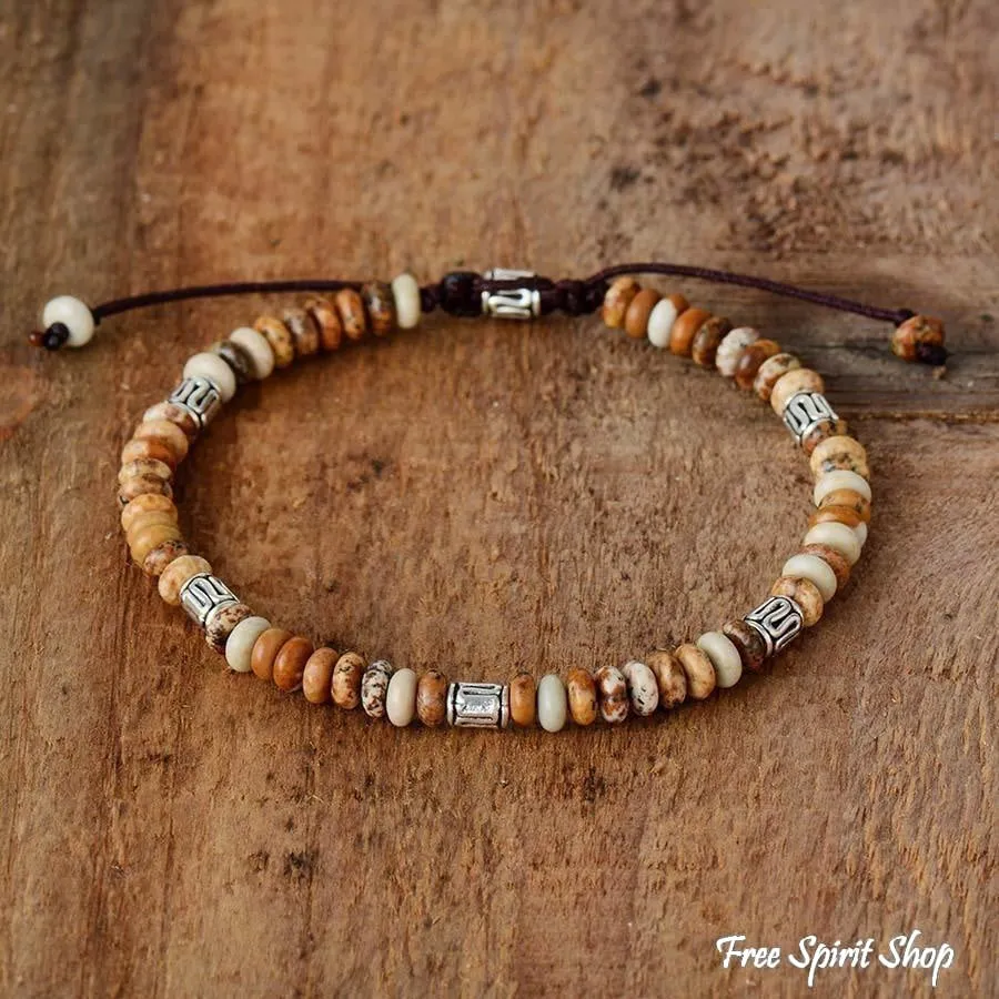 Natural Jasper Disc Beaded Bracelet