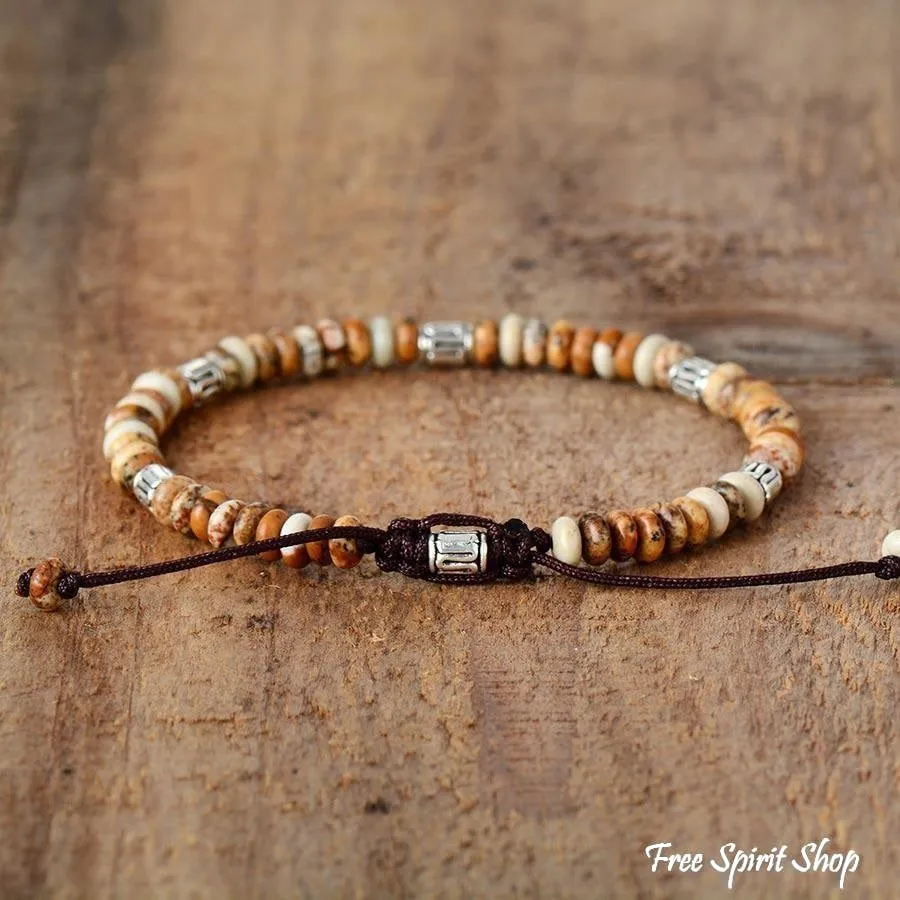 Natural Jasper Disc Beaded Bracelet