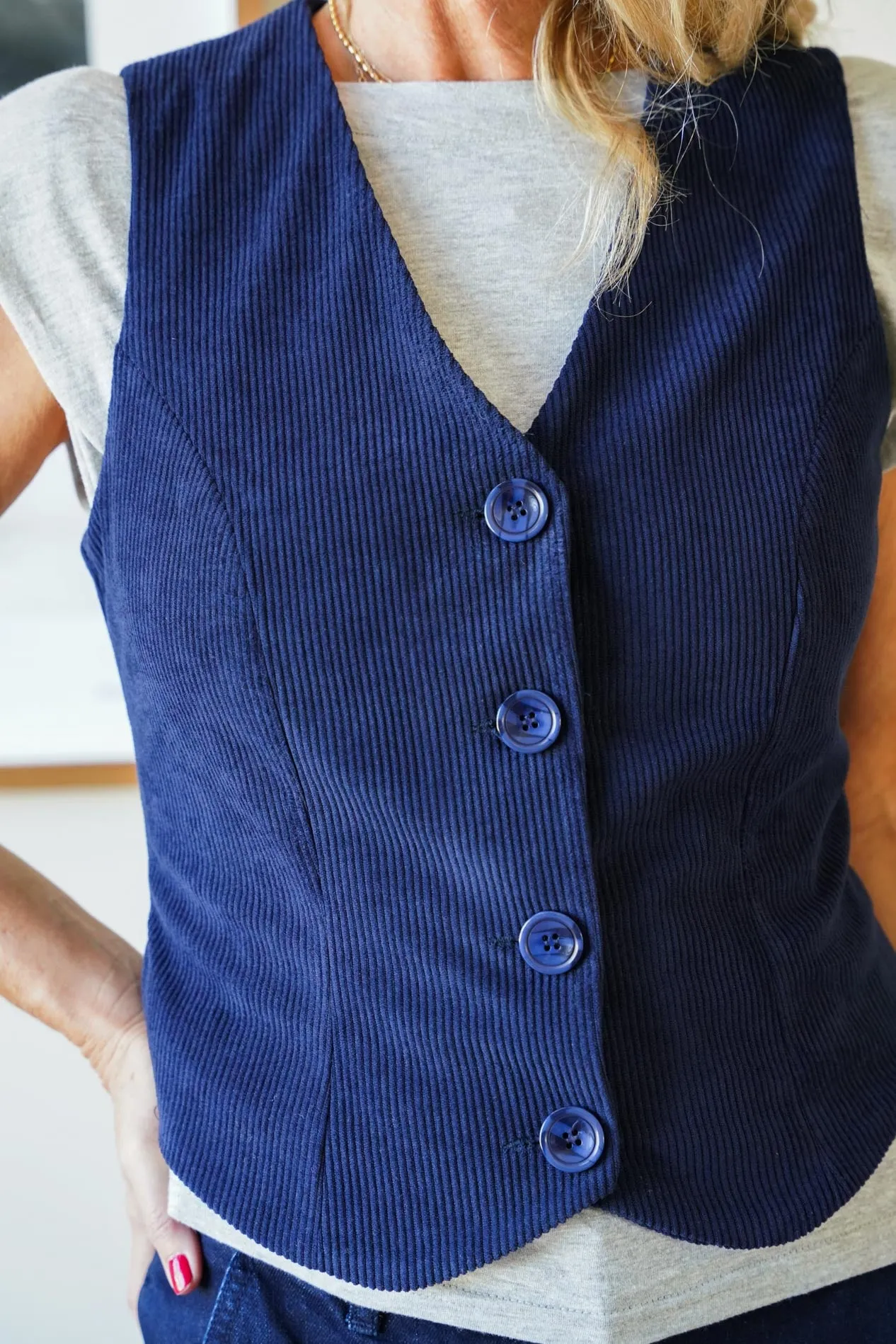 Navy Corduroy Waistcoat