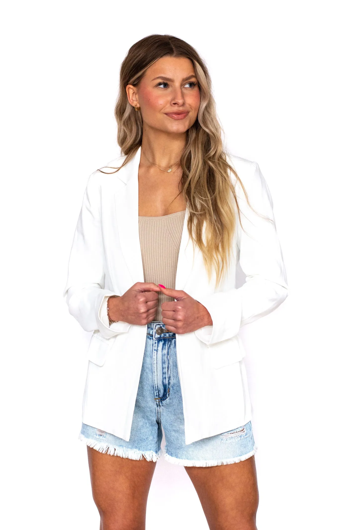 Nothing New White Knit Blazer