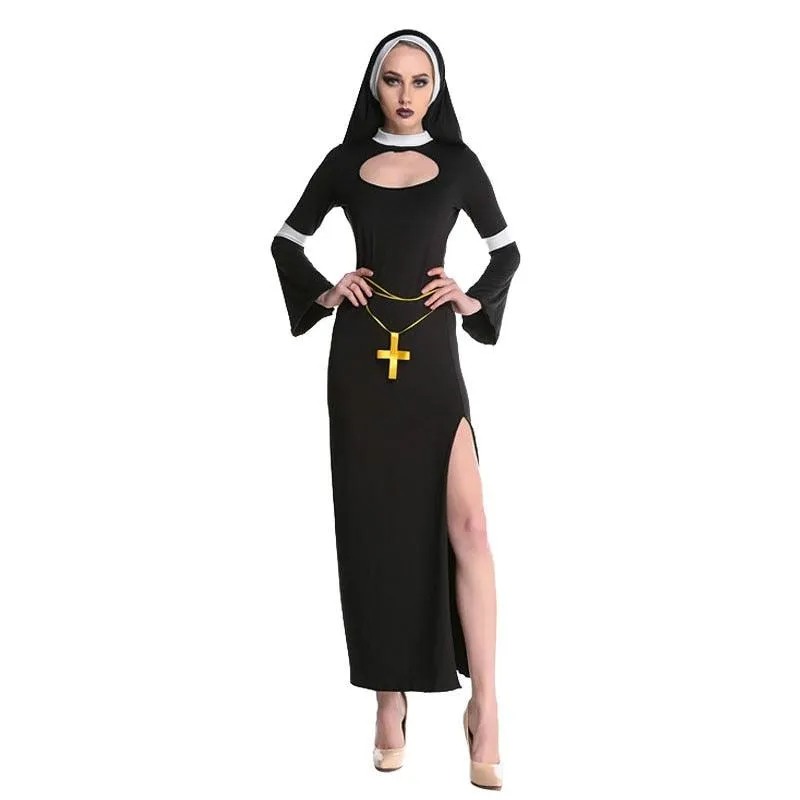 Nun Costume Fancy Sexy Black Church Sister