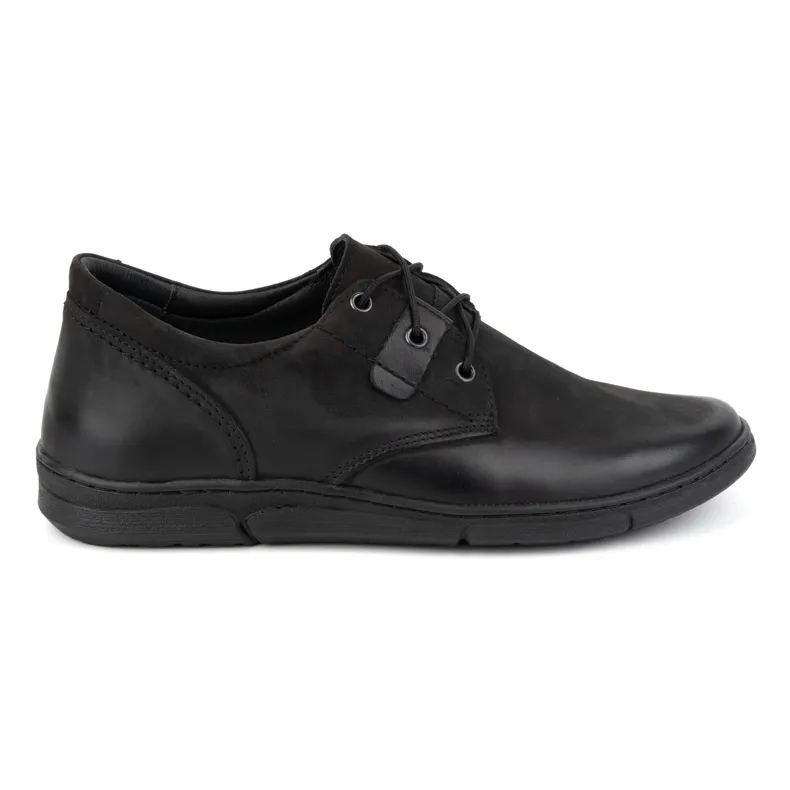 Olivier Men's Elevator Shoes Casual Lace-up Leather 237KZ + 2.5 cm Black