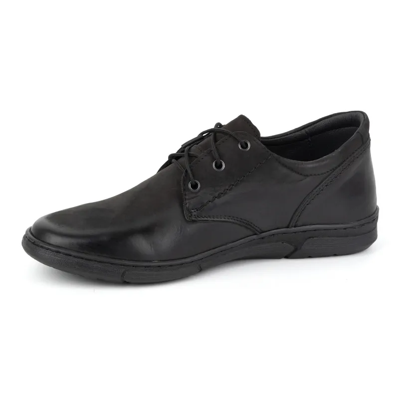 Olivier Men's Elevator Shoes Casual Lace-up Leather 237KZ + 2.5 cm Black