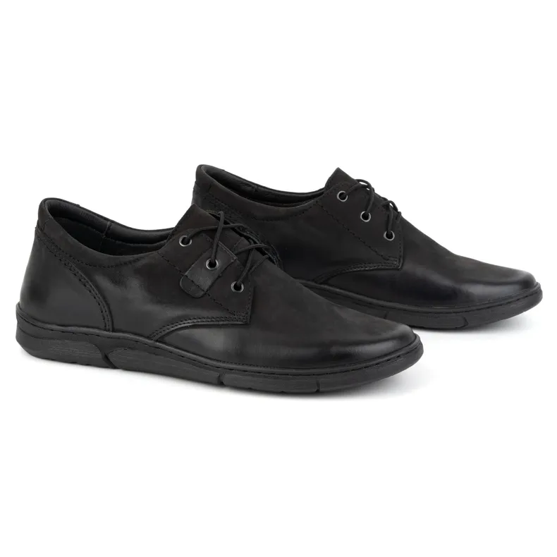 Olivier Men's Elevator Shoes Casual Lace-up Leather 237KZ + 2.5 cm Black