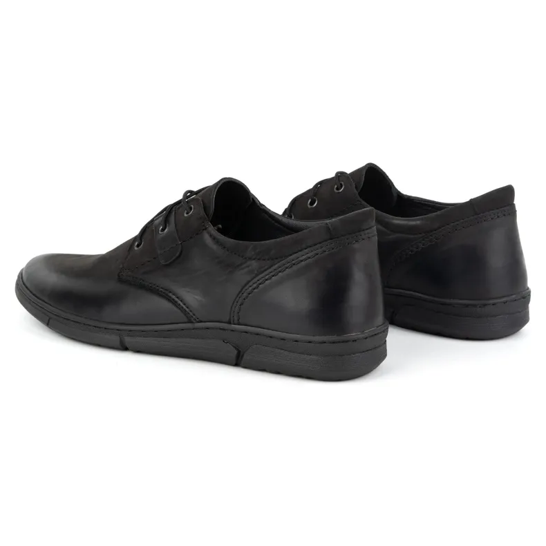 Olivier Men's Elevator Shoes Casual Lace-up Leather 237KZ + 2.5 cm Black