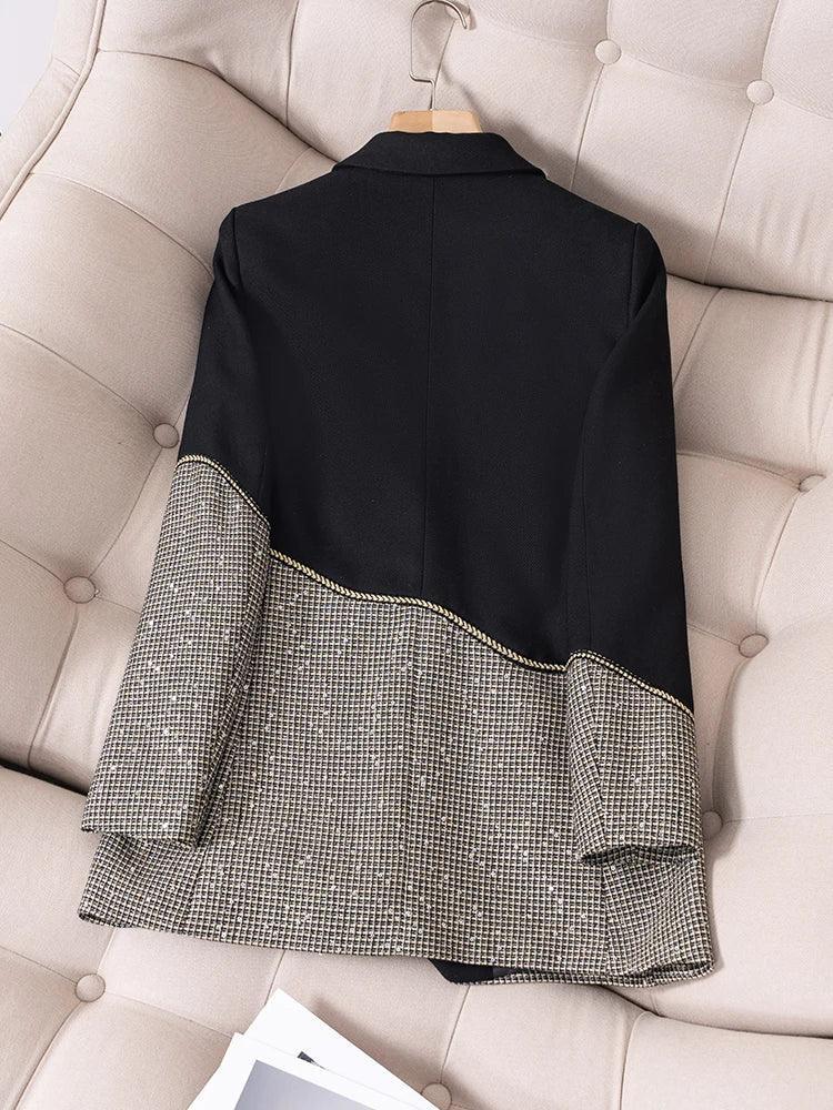 Patchwork Sequin Formal Women Pant Suit