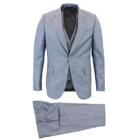 Paul Smith - Soho Tailored Fit 3-Piece Suit in Light Blue