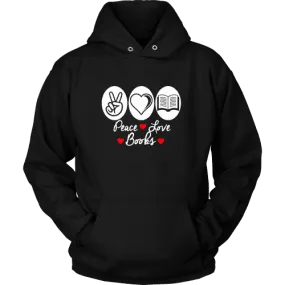 Peace, Love, Books Hoodie