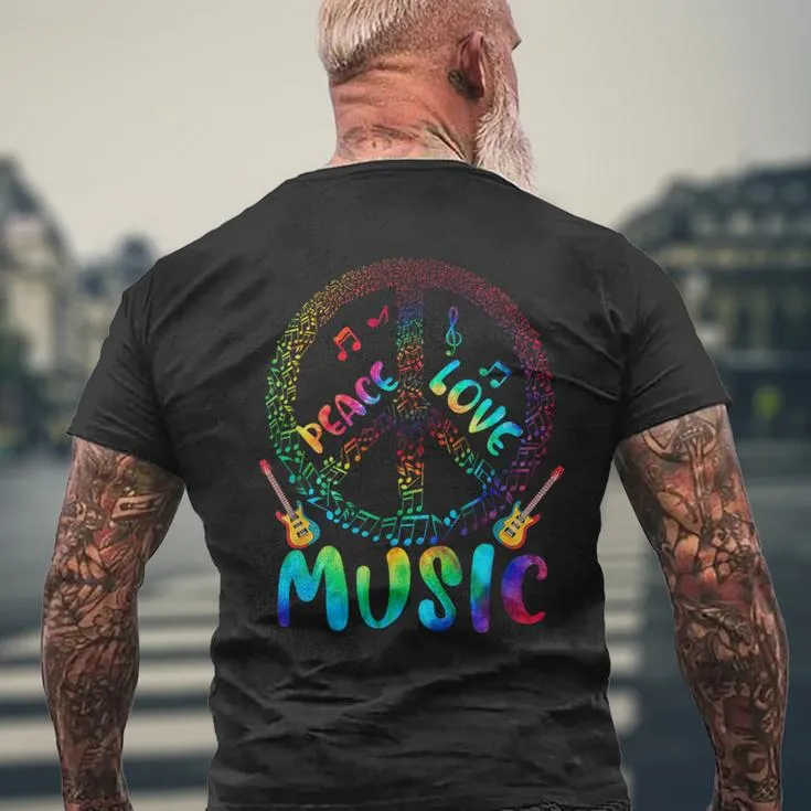 Peace Sign Love Music T 60S 70S Tie Die Hippie Costume Men's T-shirt Back Print