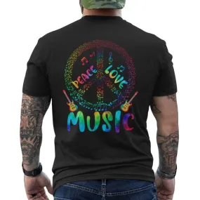 Peace Sign Love Music T 60S 70S Tie Die Hippie Costume Men's T-shirt Back Print