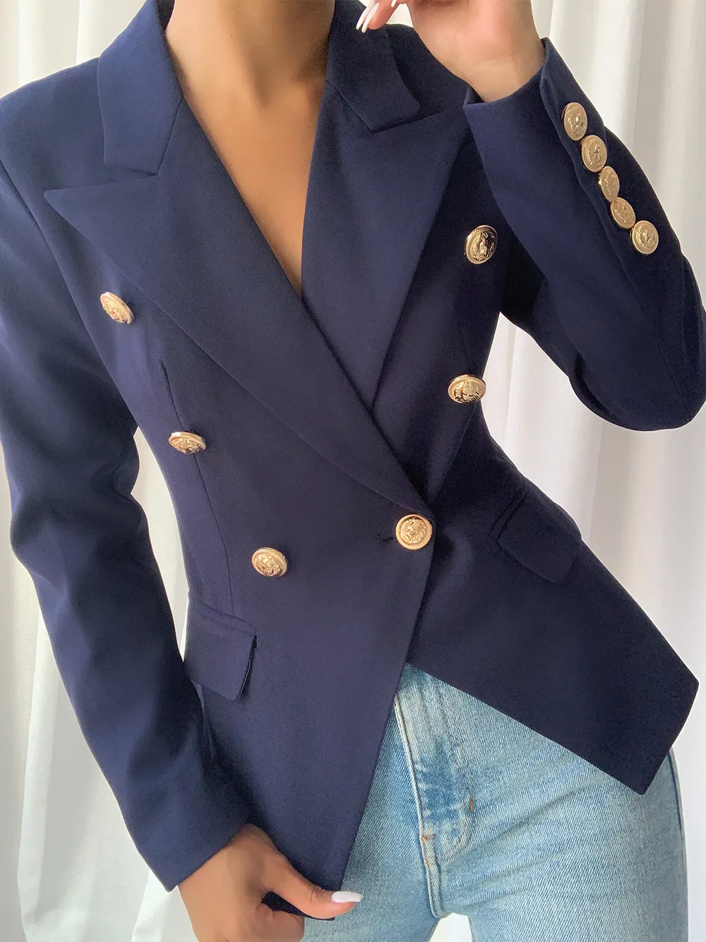 PENELOPE Double-Breasted Blazer in Blue