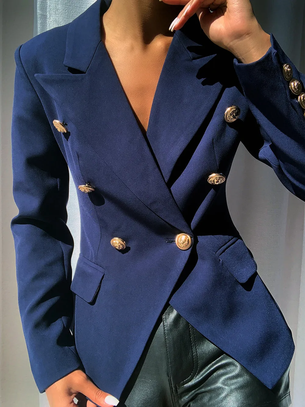 PENELOPE Double-Breasted Blazer in Blue