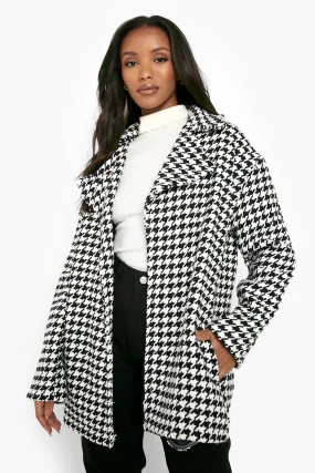 Petite Dogtooth Wool Look Car Coat