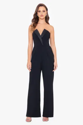 Petite Tasha Long Strapless Tuxedo Jumpsuit