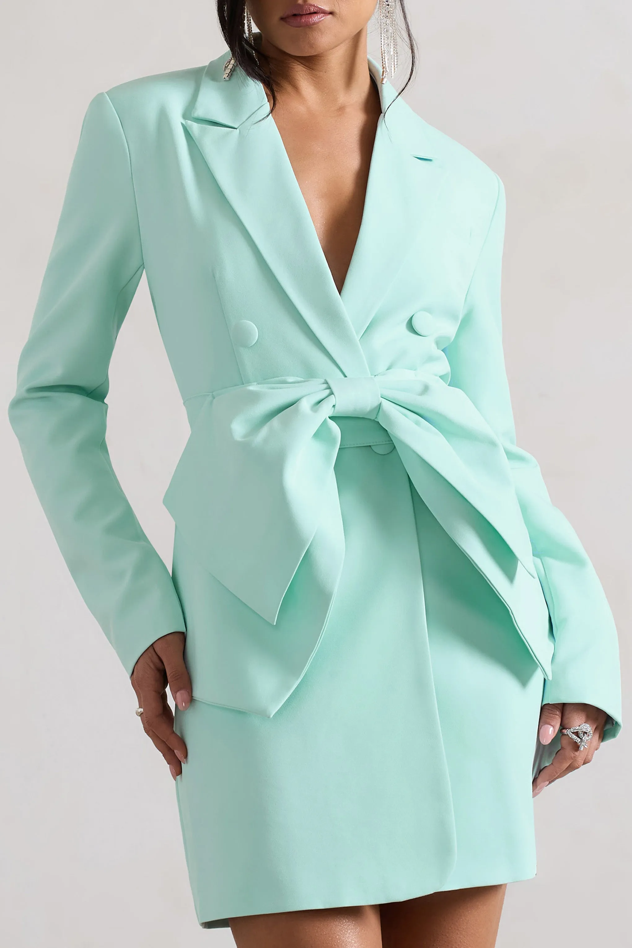 Prized | Mint Green Tailored Blazer Dress With Bow