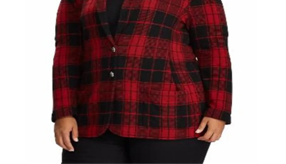 Ralph Lauren Women's Tartan Polo Blazer Black Size 2X