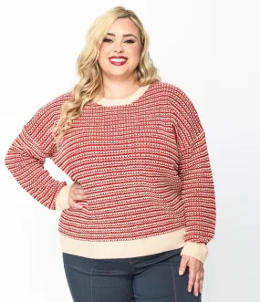 Red & Light Pink Striped Holiday Sweater