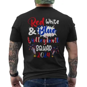 Red Blue White Costume Volleyball Crew 2024 4Th Of July Men's T-shirt Back Print