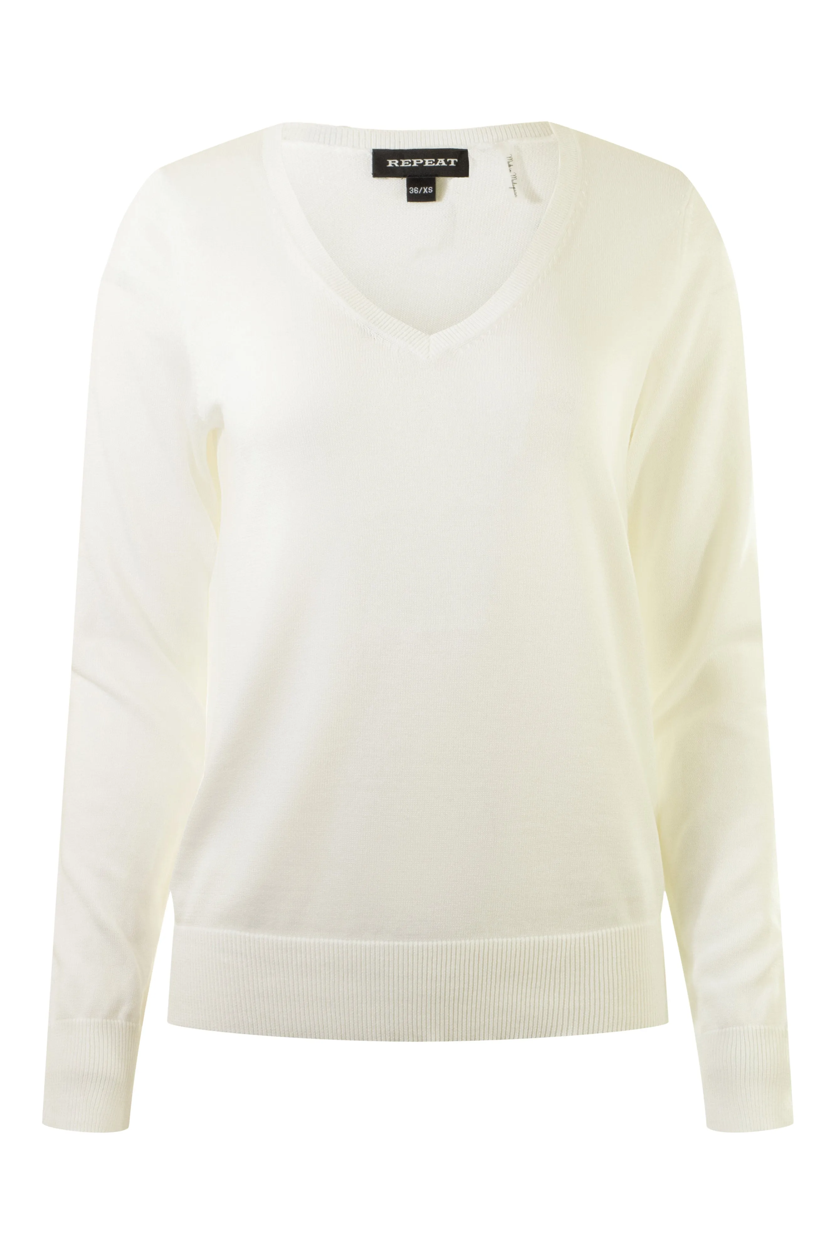 Repeat Cashmere Fine Knit Vneck Cotton Pullover