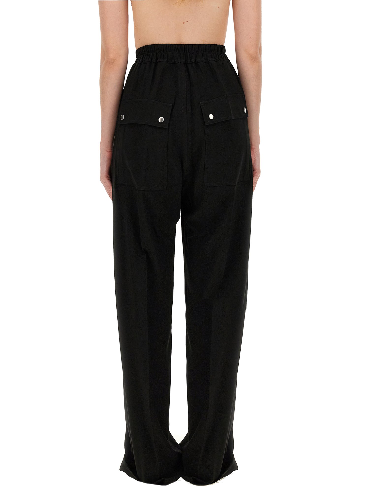 RICK OWENS    VISCOSE BLEND WIDE LEG PANTS