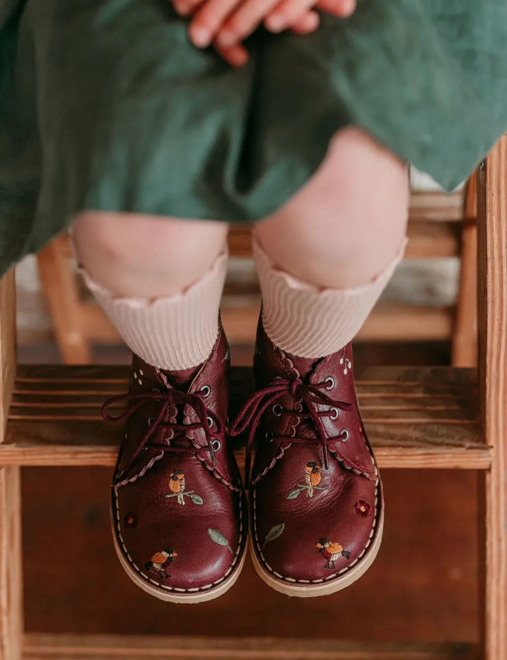 Scallop Boot Birds - Plum