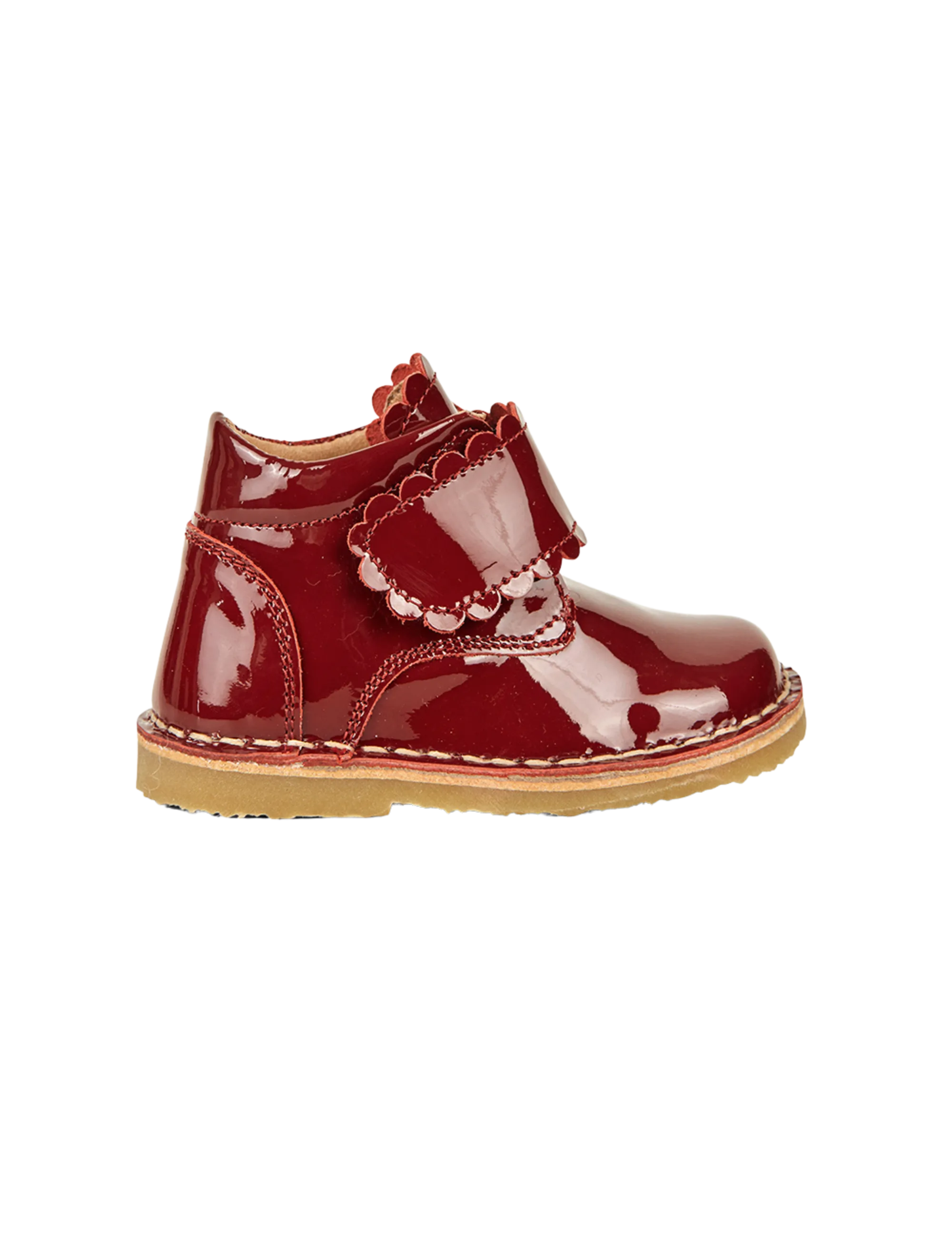 Scallop Velcro Boot - Cherry Patent