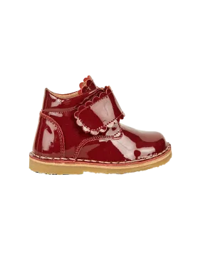 Scallop Velcro Boot - Cherry Patent