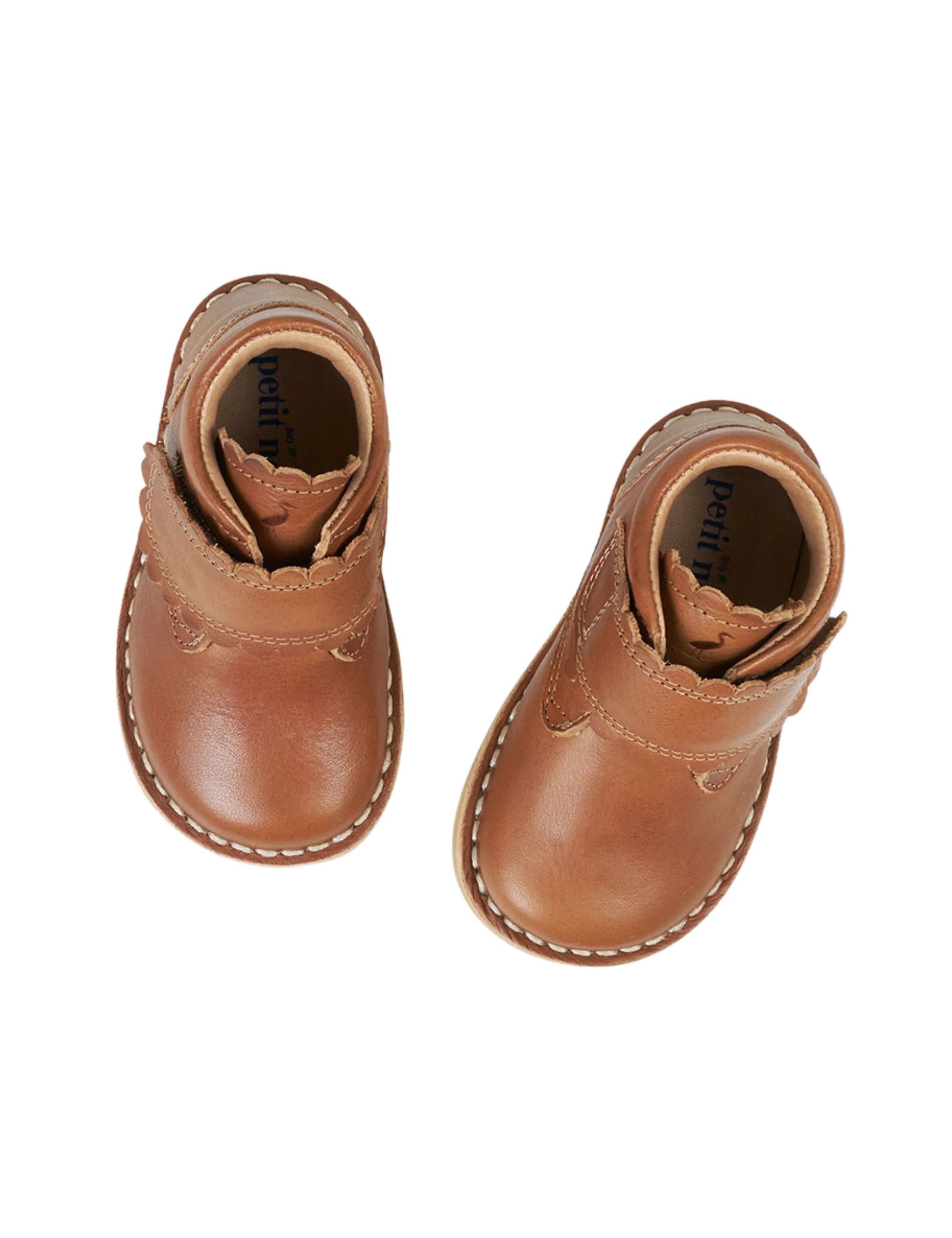 Scallop Velcro Boot - Cognac