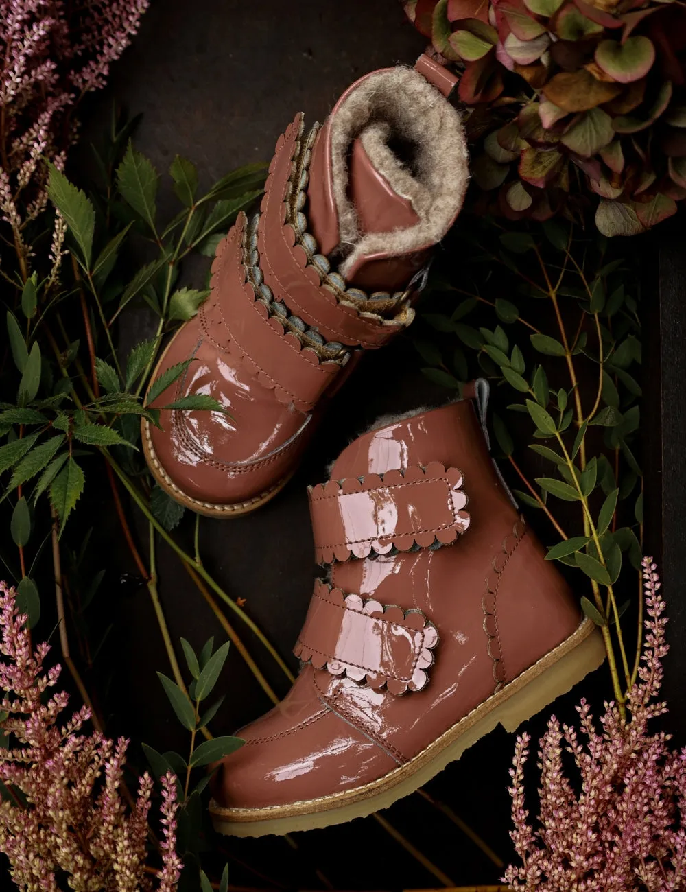 Scallop Winter Boot - Rose Clay Patent