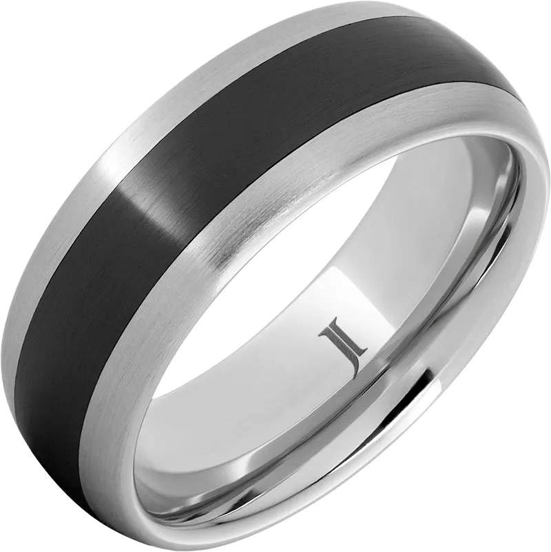 Serinium Ring with Black Ceramic Inlay and Satin Finish