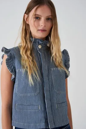 Seventy + Mochi Pablo Waistcoat - Striped Denim: Size 10