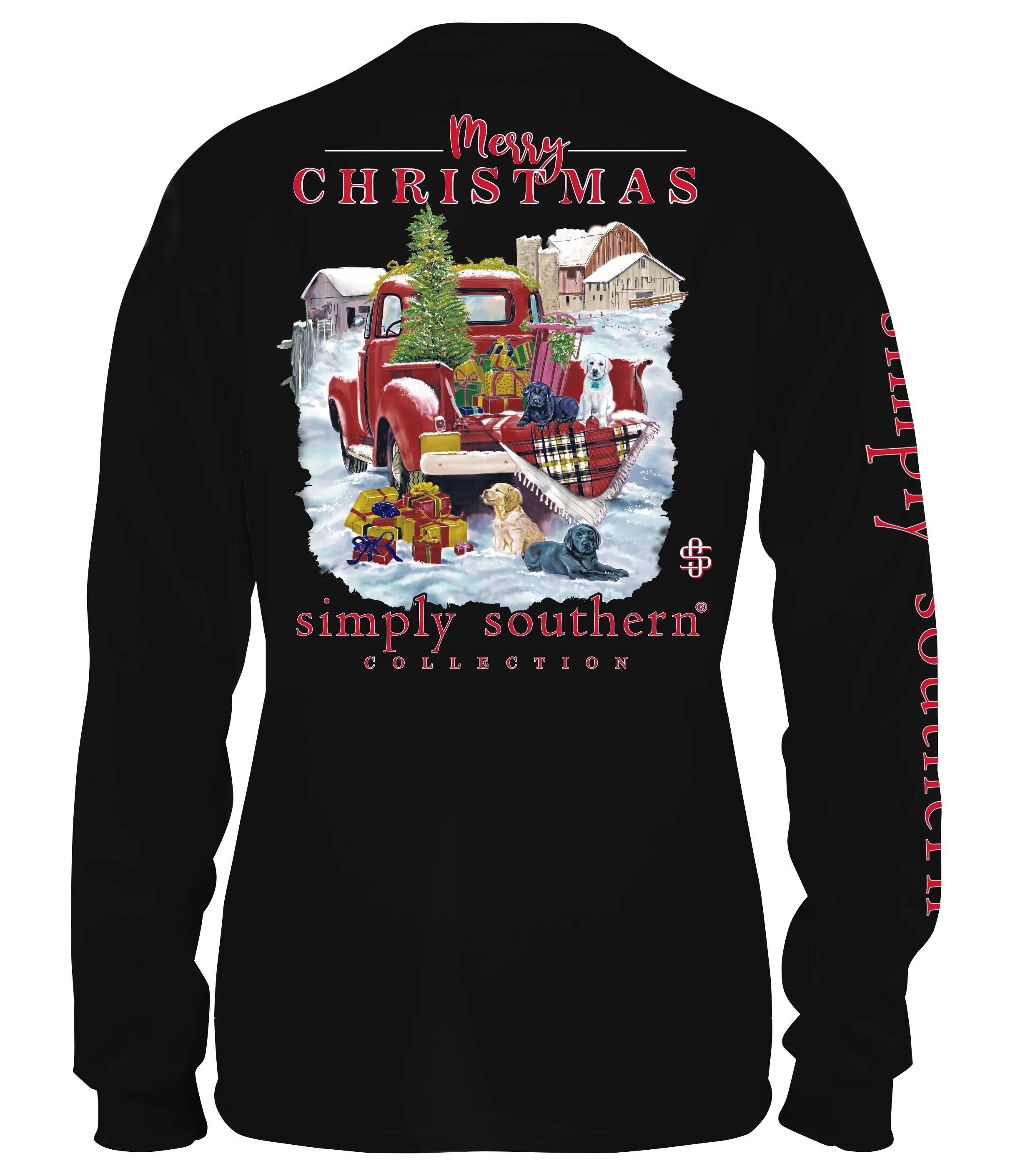 Simply Southern Farm Christmas black t shirt