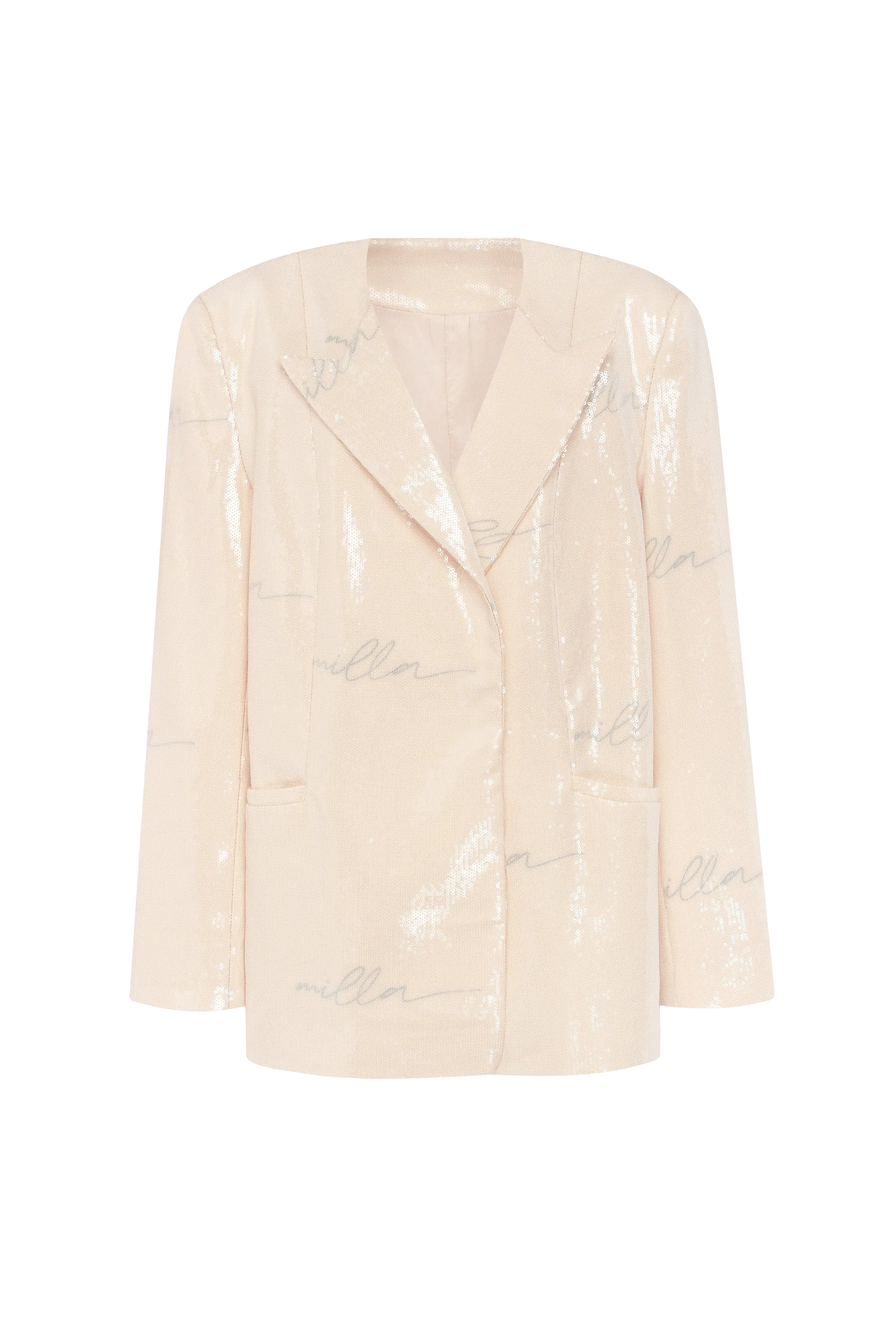 Sparkling beige blazer with Milla's signature, Xo Xo