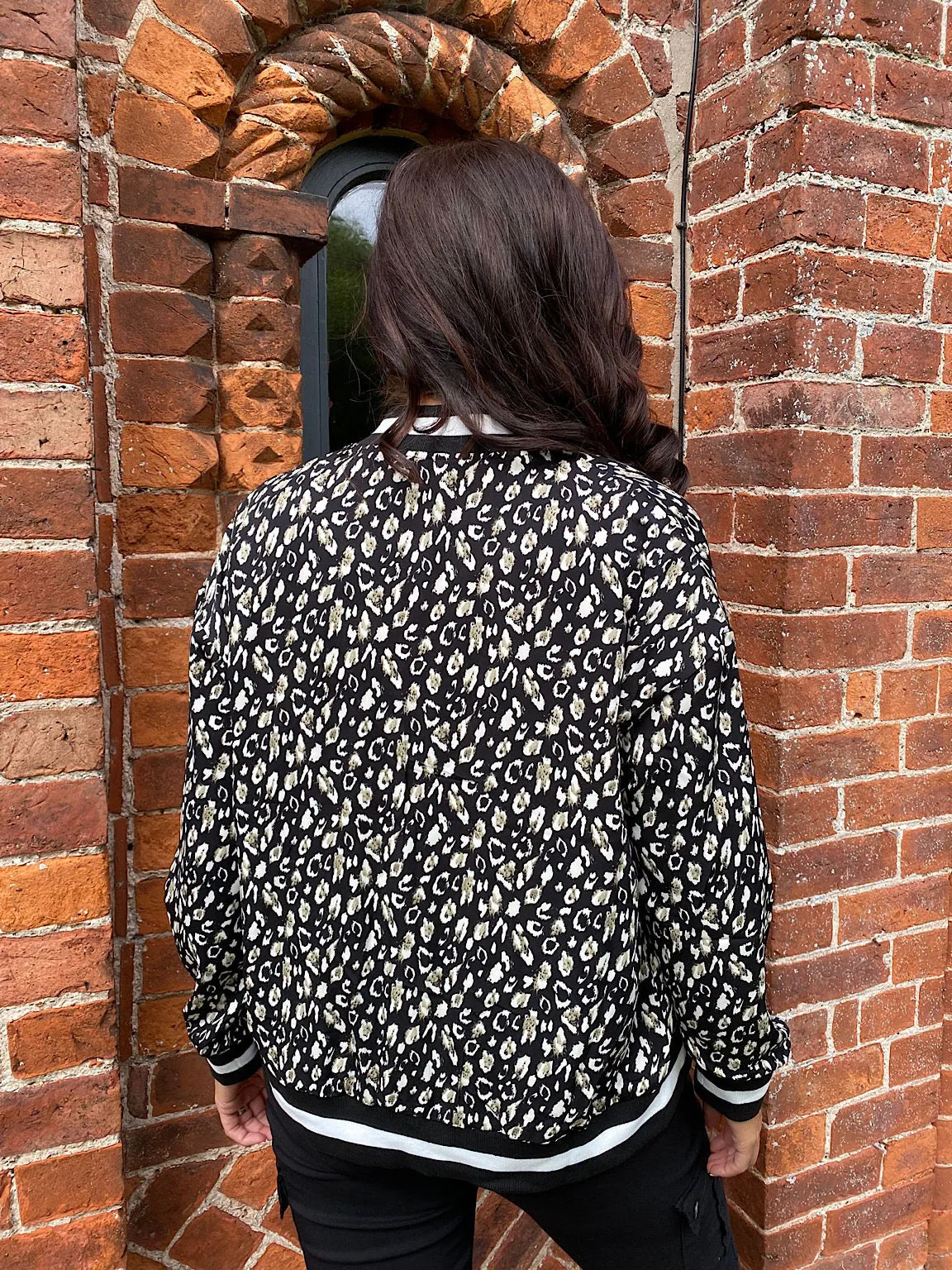 Stone Leopard Print Bomber Jacket Ellis