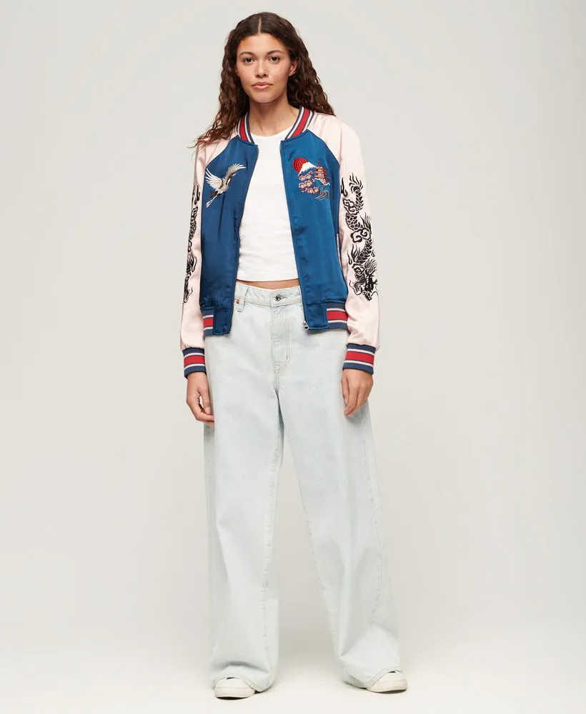 Suikajan Embroidered Bomber Jacket | Blue Bottle