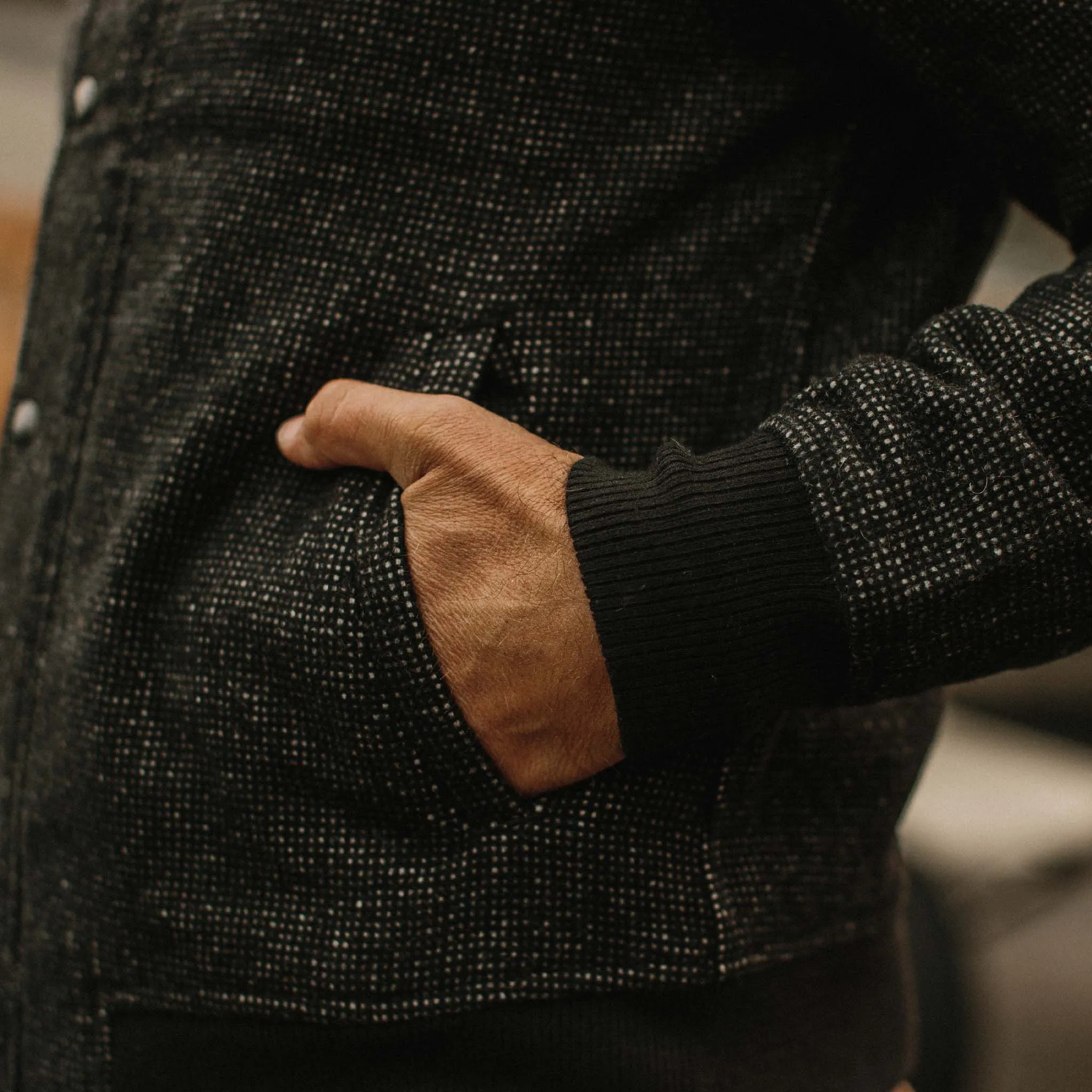 The Bomber Jacket in Charcoal Wool