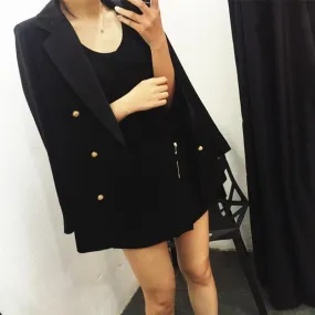 Trendy Gold Buttons Blazer Women - Casual - Plain-Solid